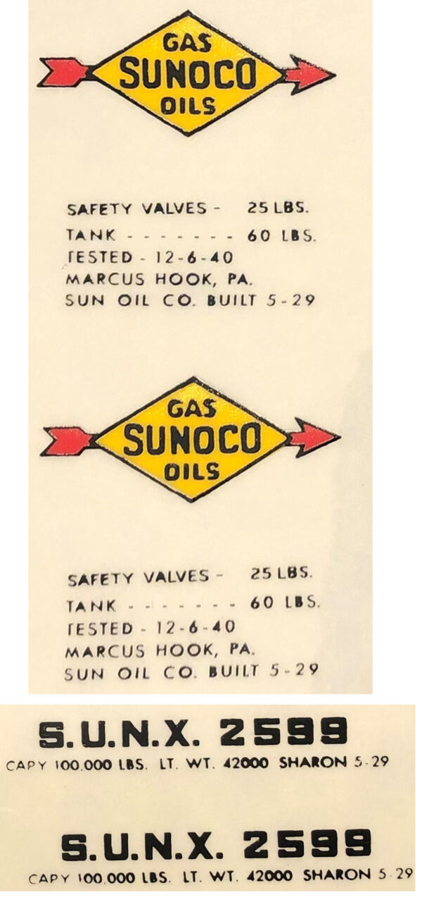 Lionel OO 0075 Sunoco Tank Car Lettering