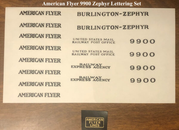 American Flyer 9900 Zephyr Lettering Set