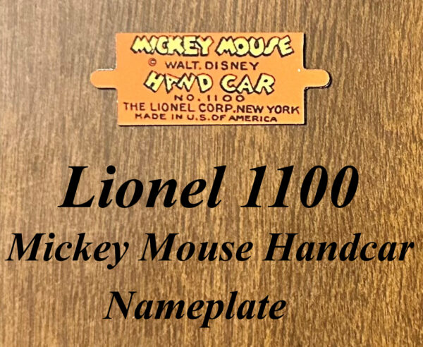 Lionel 1100 Mickey Mouse Nameplate